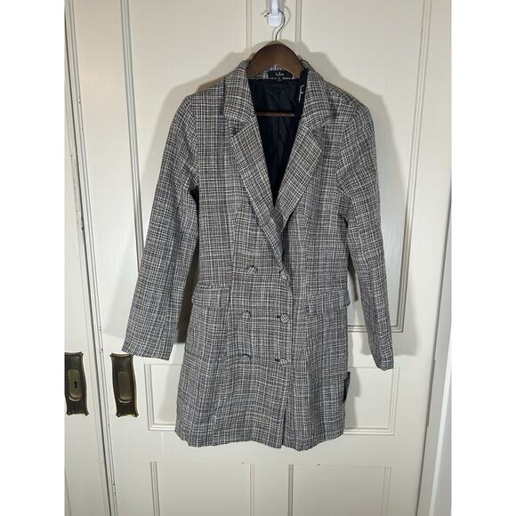 Lulus Wool Blend Double Breasted Mid Length Coat Womens Size Medium Black NWT - Picture 4 of 11